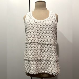 J Crew Women’s L all cotton white top with embroidery detail layers